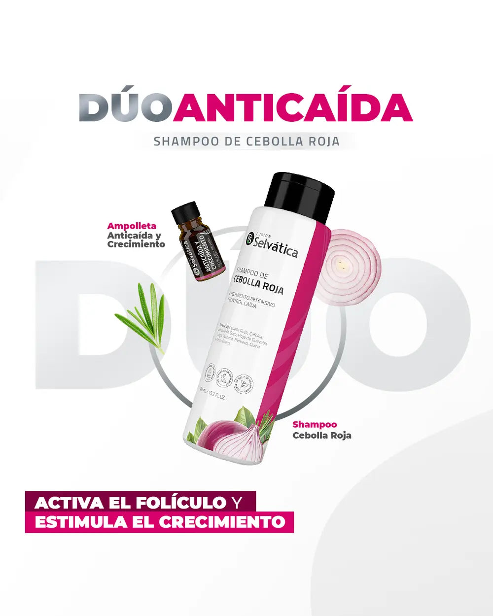 Dúo Anticaída Capilar Shampoo de Cebolla Roja 450 ml Beauty Valori