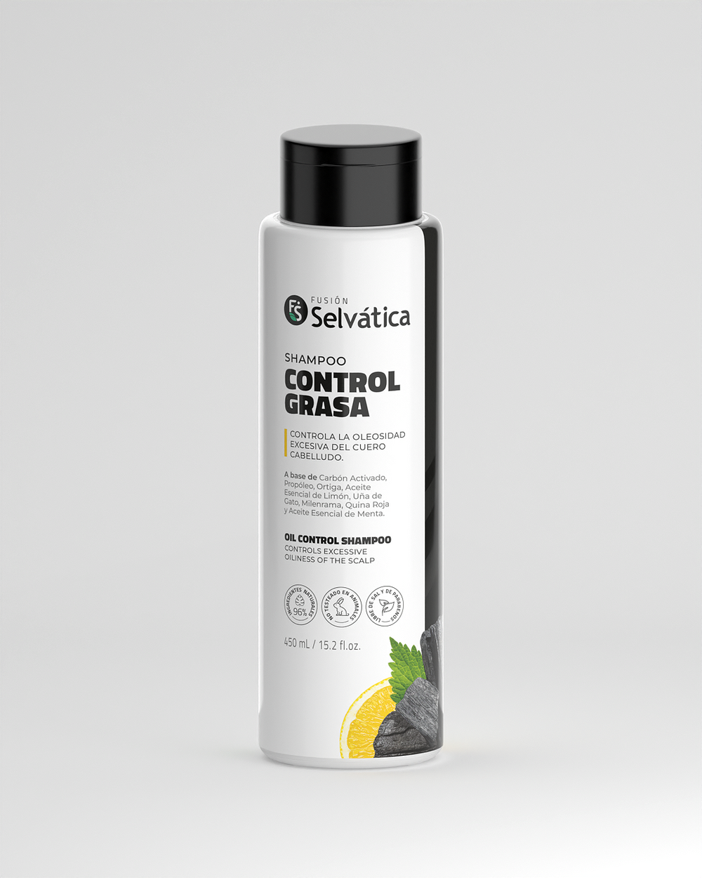 Shampoo Capilar Control Grasa de Carbón Activado 450 ml Beauty Valori